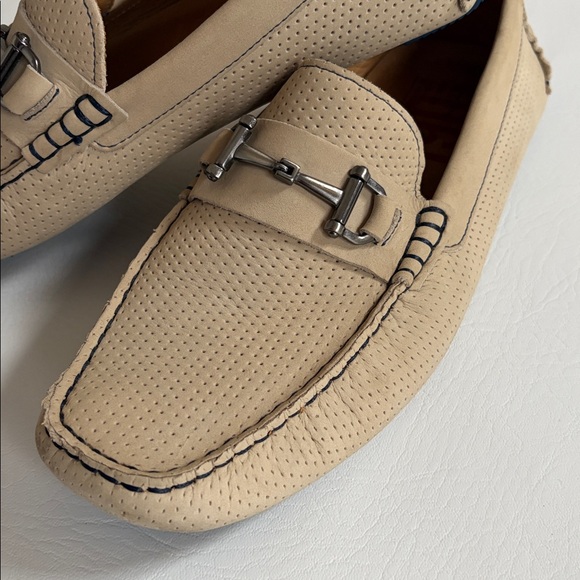 1901 Suede Driving Moccasins Loafers MStorino Horse Bit Shoes Beige Sand size 10 - Picture 12 of 12